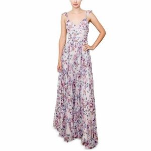 Pleated Floral Gown